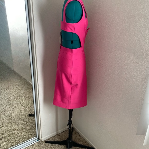 NWT Sesidy Hot Pink Bandage Backless Cocktail Dress Size L - Picture 2 of 5